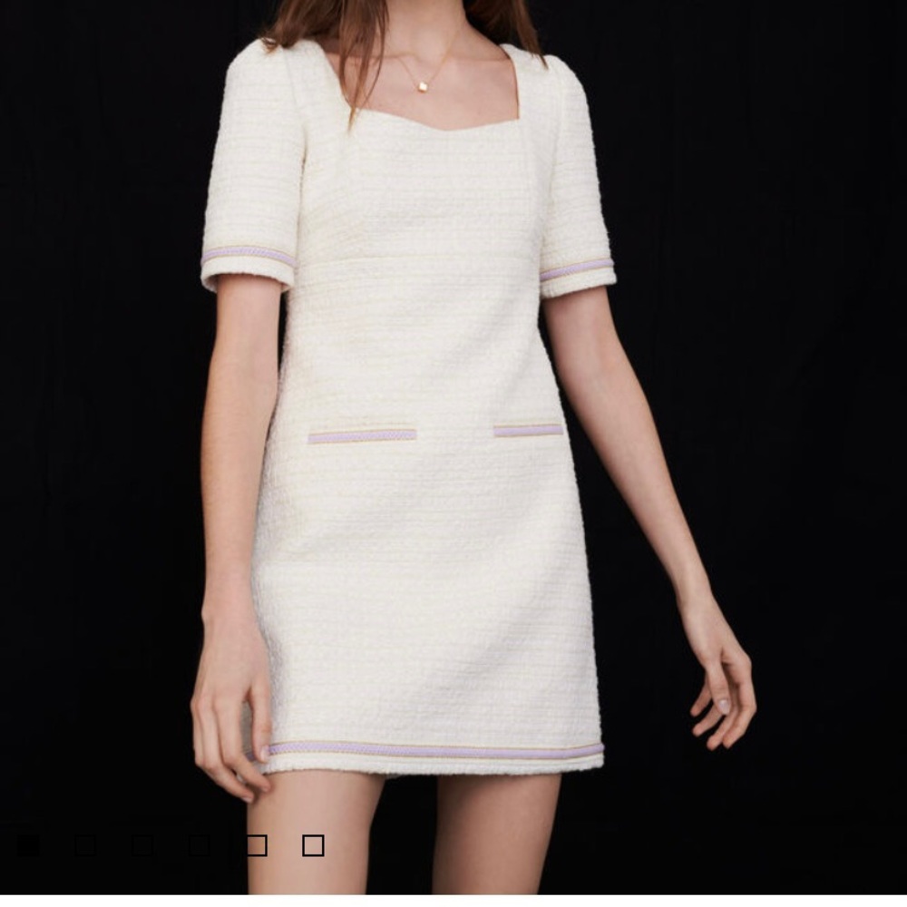 Maje Contrast Tweed Dress